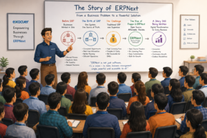 A business mentor explaining the evolution of ERPNext to Interns